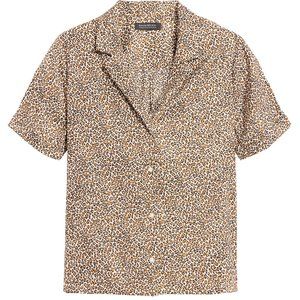 Banana Republic Leopard Print Camp Collar Blouse